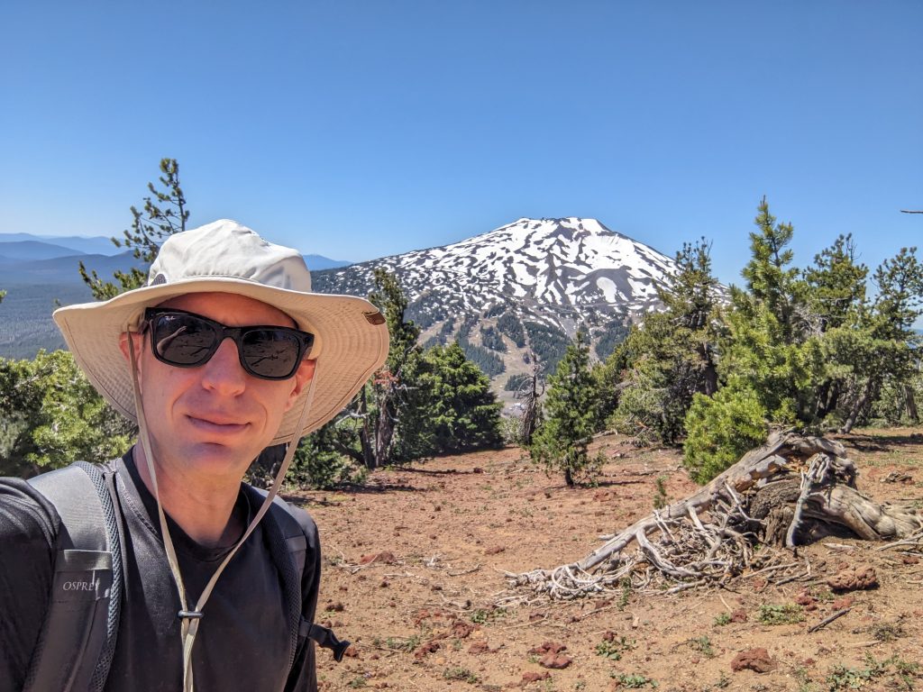 Ze'ev Abrams hiking at Mt. Bachelor, 2025